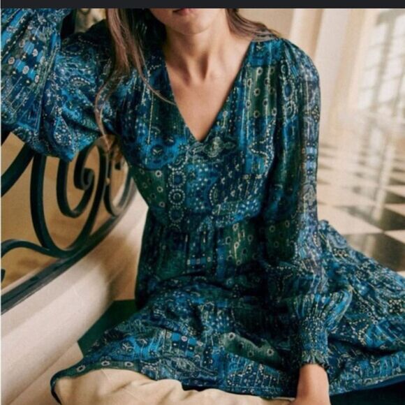 Sézane Prunelle Silk Midi Dress in Arizona Print Size 34/US 2 - Picture 5 of 14